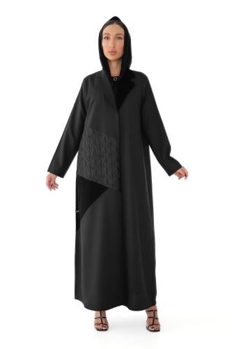 عباية بليزر سوداء كريب بتدخيلة جاكار - Lisa II