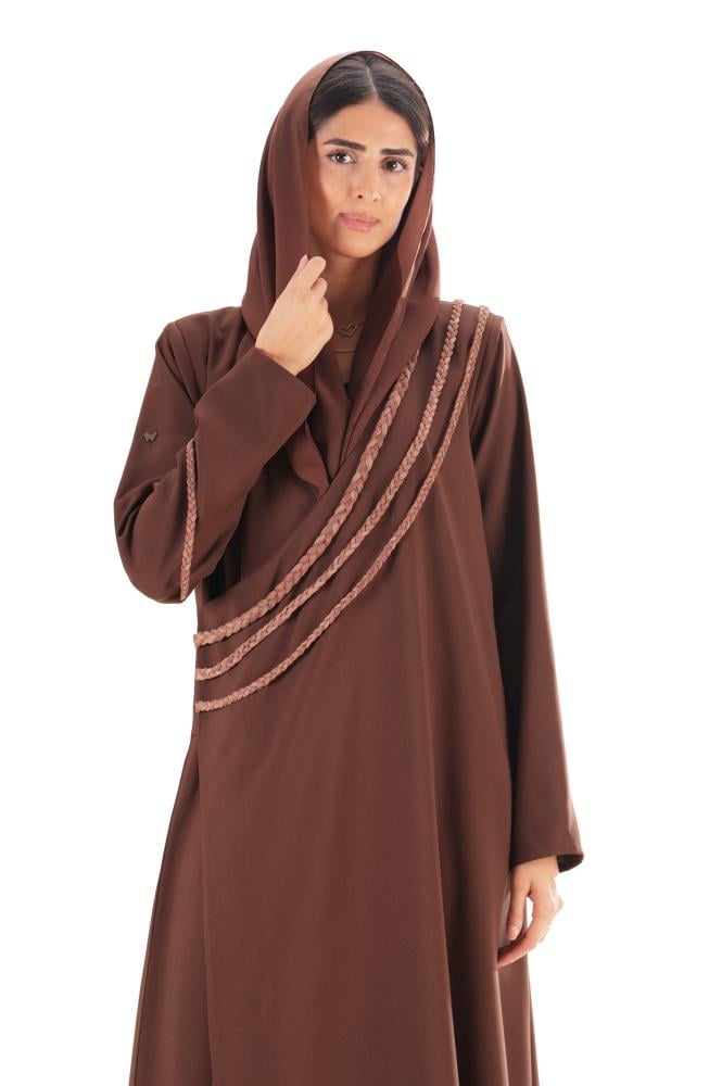 عباية بليزر بني كريب زينت بثلاث جدائل - Turaath