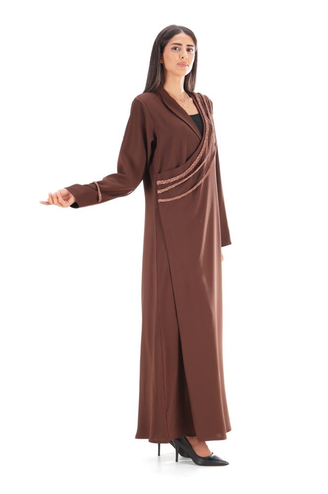 عباية بليزر بني كريب زينت بثلاث جدائل - Turaath