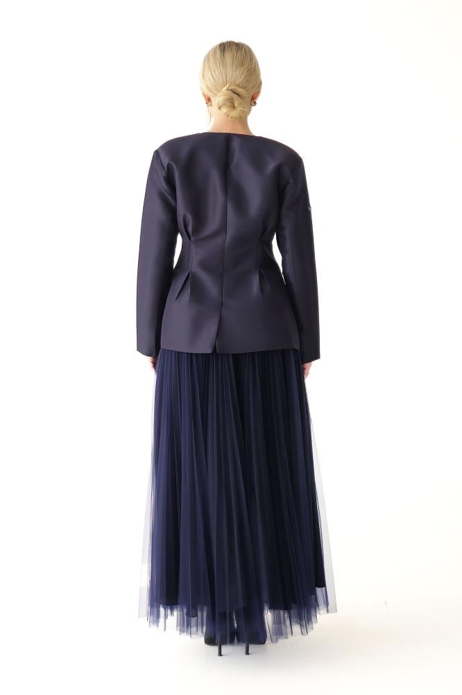 ★ENFOLD SQUARE PEPLUM SKIRT NAVY 36（S） ☆ENFOLD SQUARE PEPLUM SKIRT NAVY 36（S）（Women Ruffle Zip