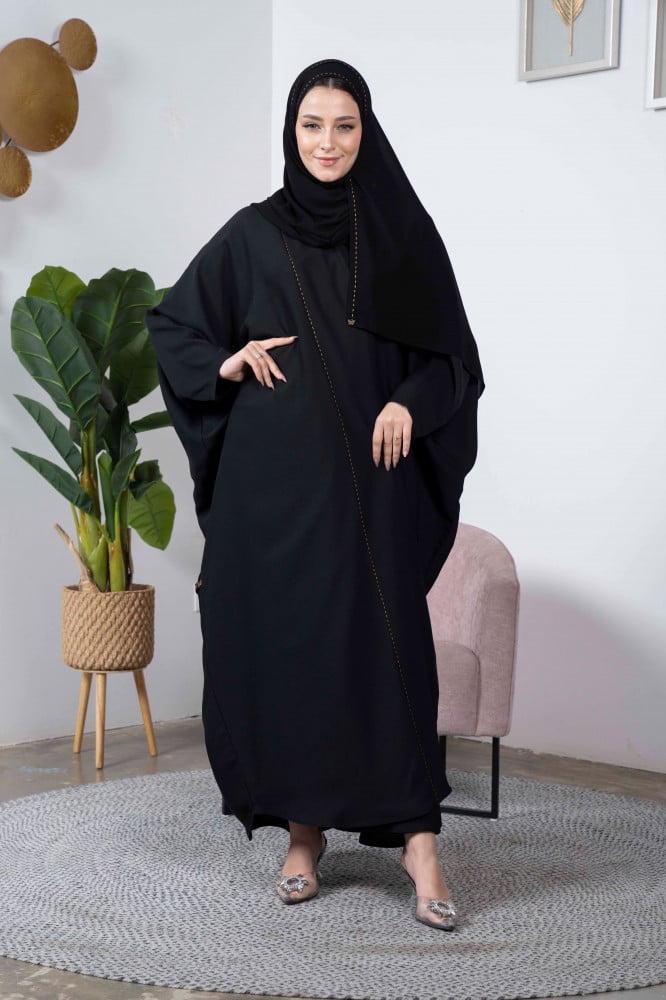Black chiffon abaya - عبايات لوزان