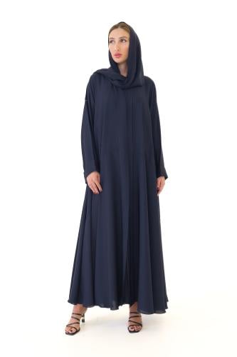 عباية كحلي ناعمة كلوش مطعمه بخيوط - Lyora