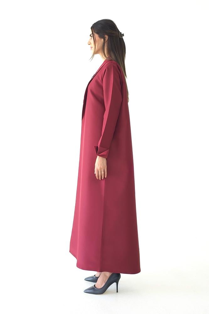 عباية بليزر حمراء  تفته مطرزة تطريز ناعم - Rosabelle II