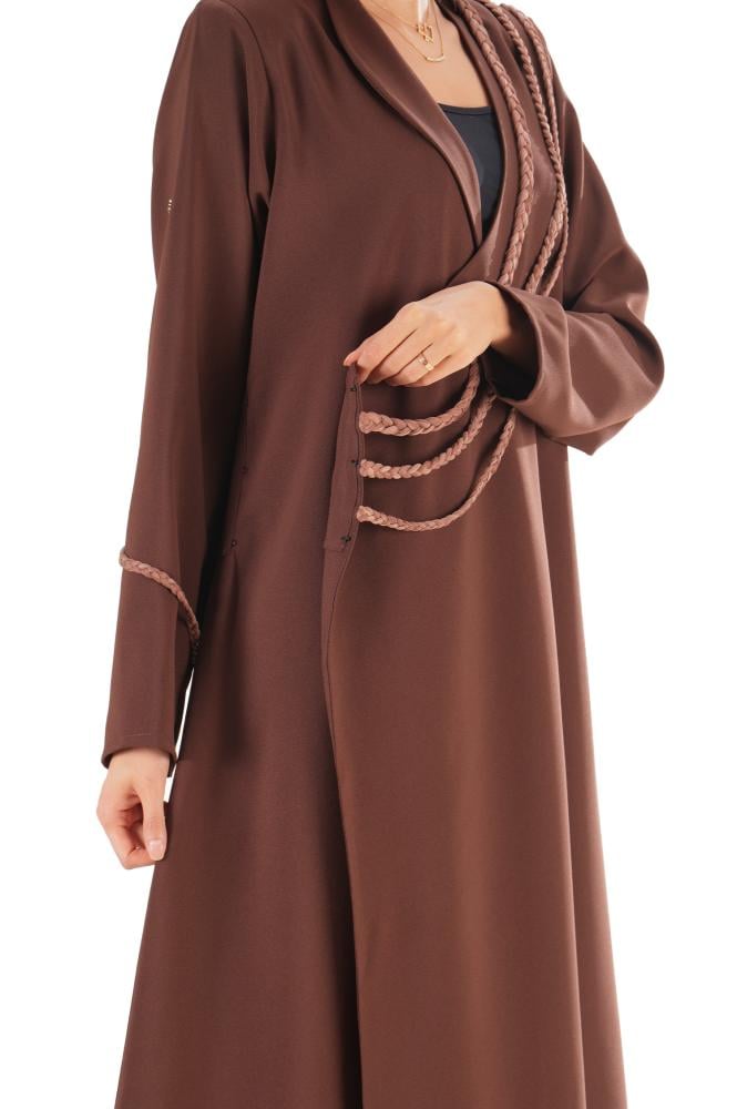 عباية بليزر بني كريب زينت بثلاث جدائل - Turaath