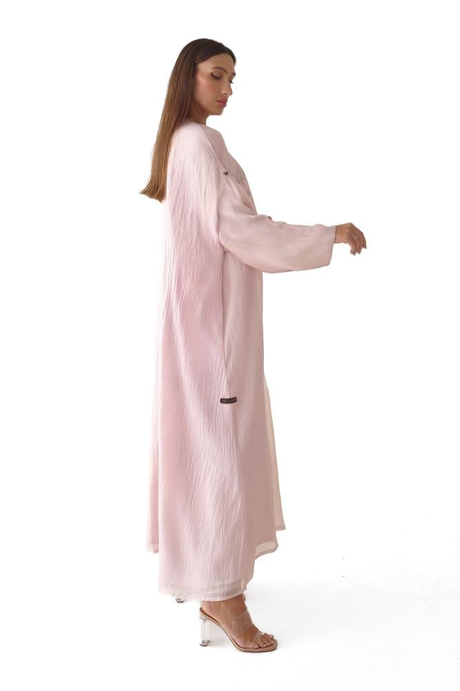 パキスタン民族衣装　Luxury ドレス　刺繍 Anarkali サーモンピンク Pink chiffon summer abaya with a dress with distinctive