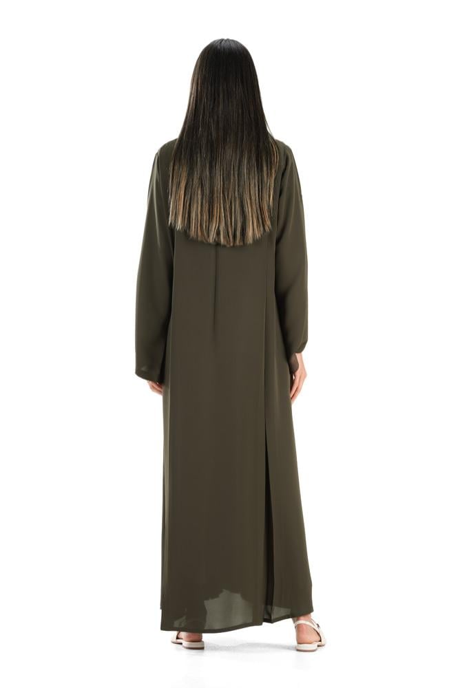 عباية زيتي عملية بربطة أمامية - Berna