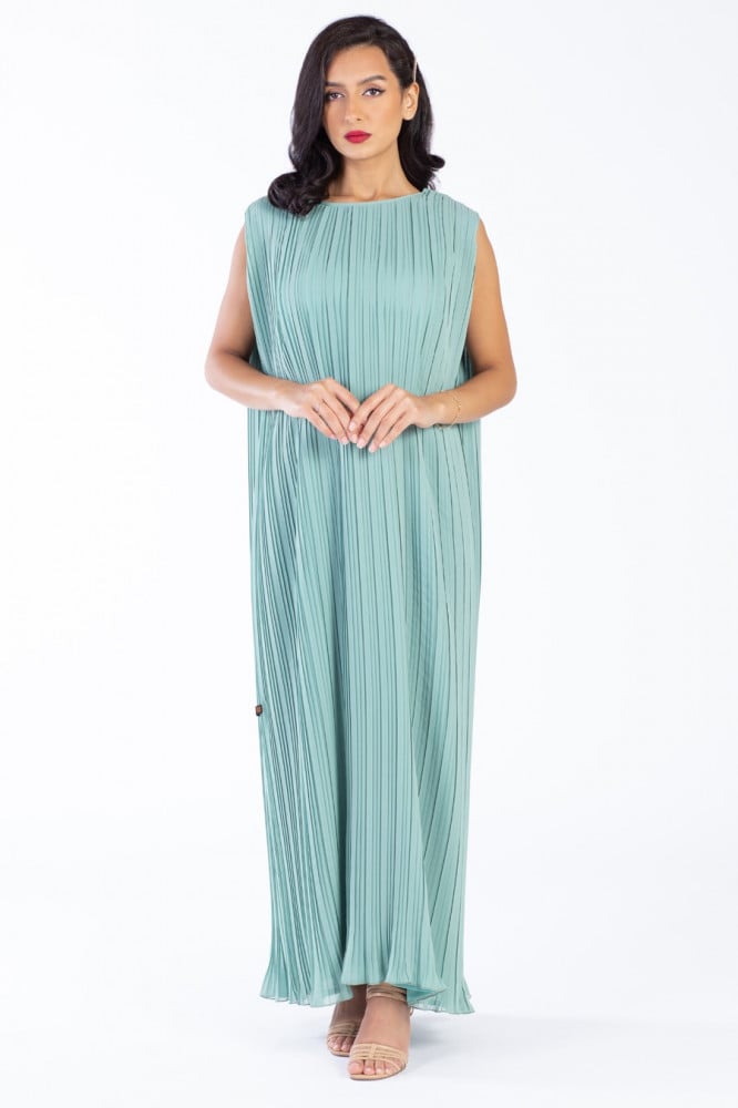 Chiffon dress with pleated cut tiffany - Pleats - عبايات لوزان