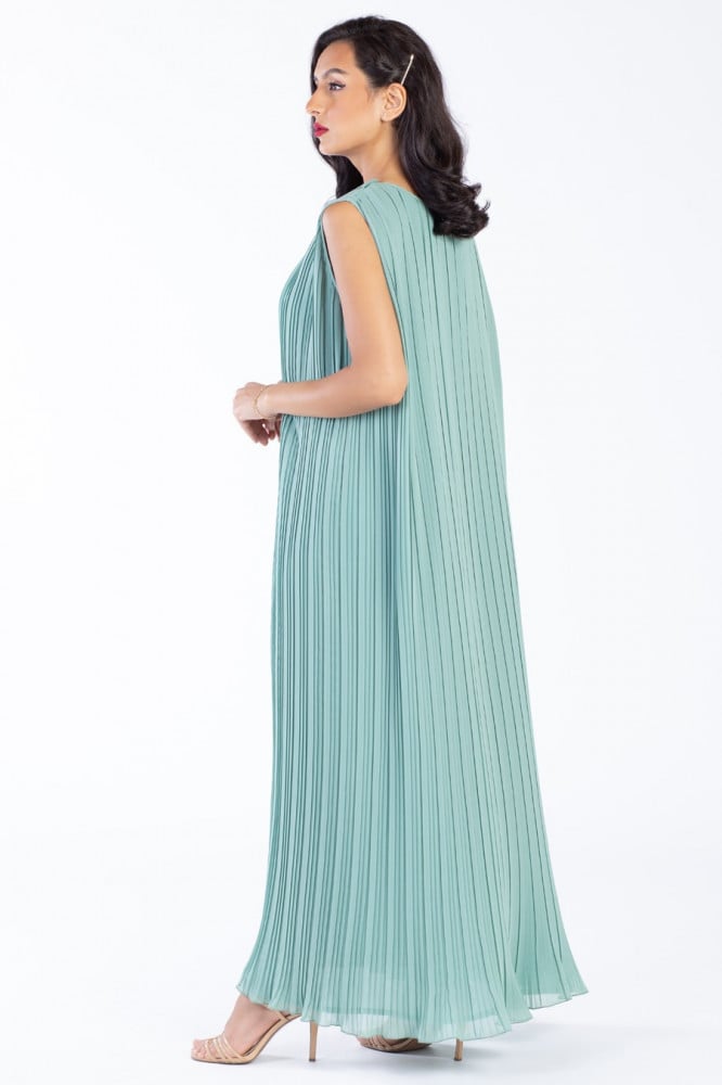 Chiffon dress with pleated cut tiffany - Pleats - عبايات لوزان