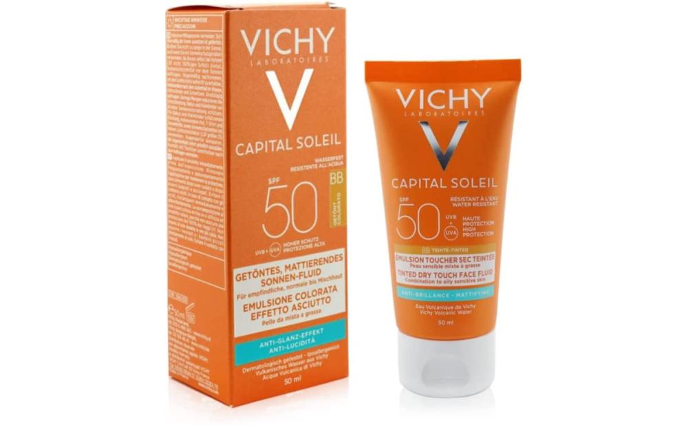 كريم سائل ايديال سوليل بلمسة غير لامعة للوجه مع حماية من الشمس SPF 50 من فيتشي - 50 مل