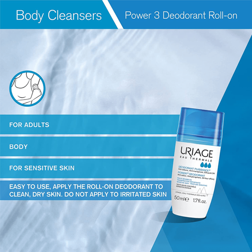 Uriage Deodorant Roll-On for Intense Perspiration - 50 ml