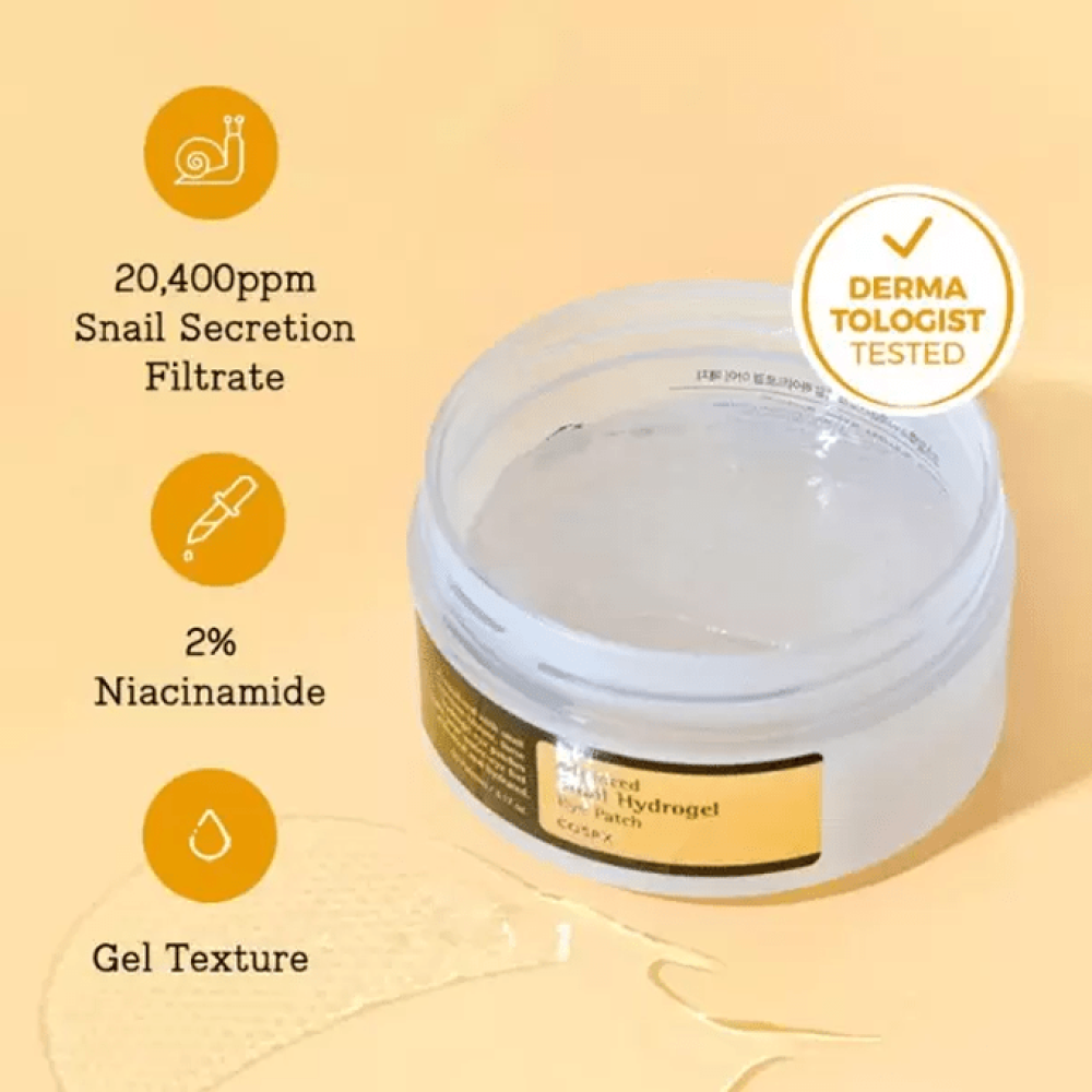 لصقات هيدروجل للعين بخلاصة الحلزون المتطورة من كوسركس - 60 قطعة