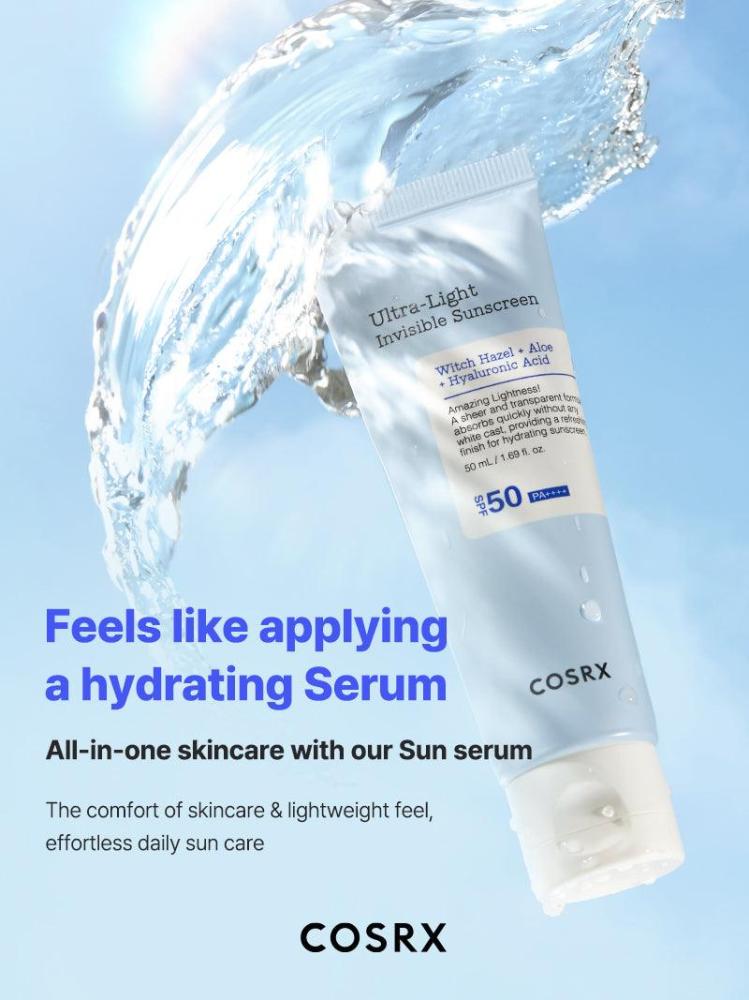 واقي شمس الشفاف بحمض الهايلورنيك عامل حماية 50 من كوسركس - 50 مل