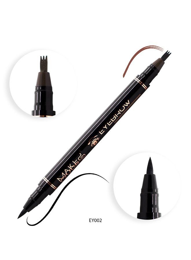 قلم مزدوج لتحديد الحاجب والعين اسود بني غامق من ميك اوفر 22 - EY002