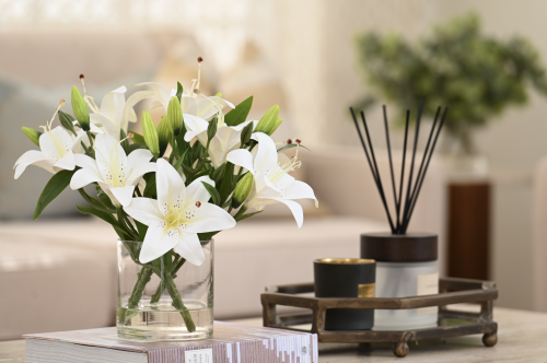 ورد الليليوم فازة دائرية