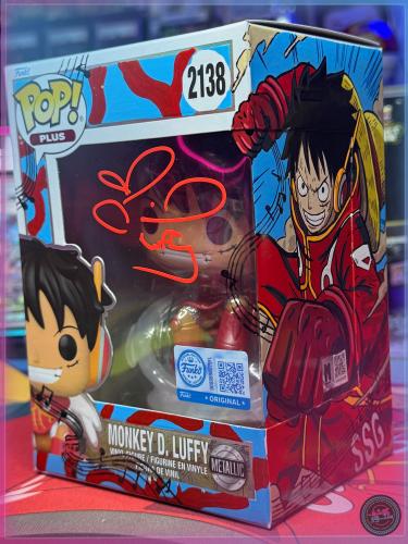 Funko Pop One Piece Monkey D. Luffy #2138 Metallic Exclusive Funko Signed by Colleen Clinkenbeard  + ART + MAS COA