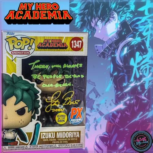 Funko POP My Hero Academia IZUKU MIDORIYA 1347 PX Previews EXCL GLOW Signed by JUSTIN BRINER + JSA COA