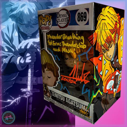 Funko Pop! Demon Slayer Zenitsu Agatsuma #869 Signed & Quoted By Aleks Le + ART + JSA