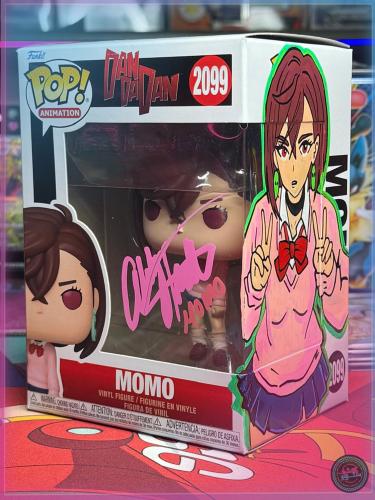 Funko Pop! DanDaDan: Momo #2099 Signed By  Abby Trott  with Custom ART  + SWAU COA