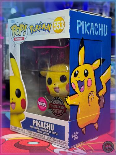 Funko Pop! Pokémon Pikachu Flocked Figure #353 Exclusive + Custom ART