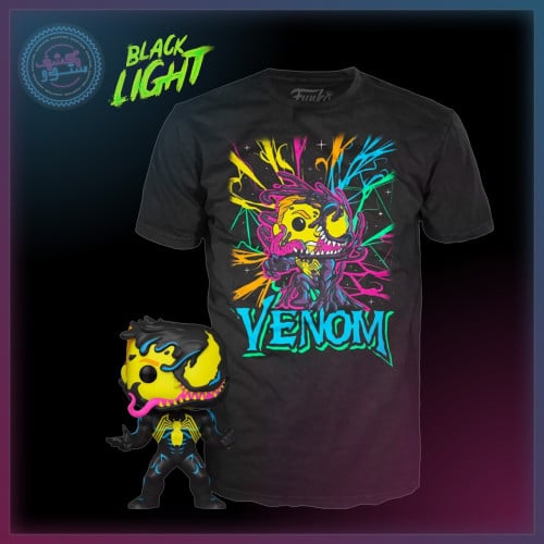 Funko Pop! and T-Shirt Set Marvel Venom Eddie Brock Black light