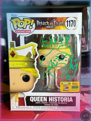 FUNKO POP  ATTACK ON TITAN  QUEEN HISTORIA  Con Sticker Signed by SHIORI MIKAMI +JSA COA