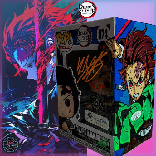 Funko Pop! Demon Slayer Tanjiro Kamado Glow Chase #874 Signed Zach Aguilar With ART+ COA