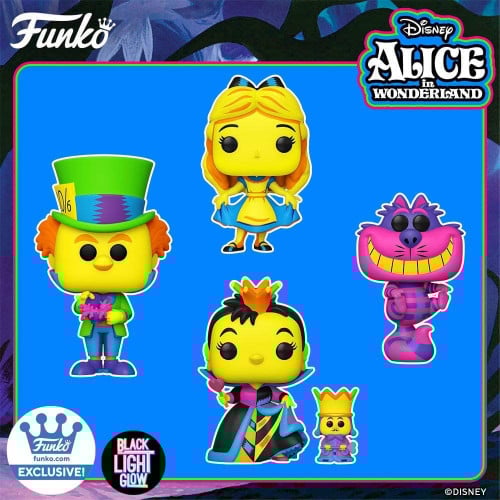 Funko Pop Alice in wonderland complete set with 2 posters (Black Light)