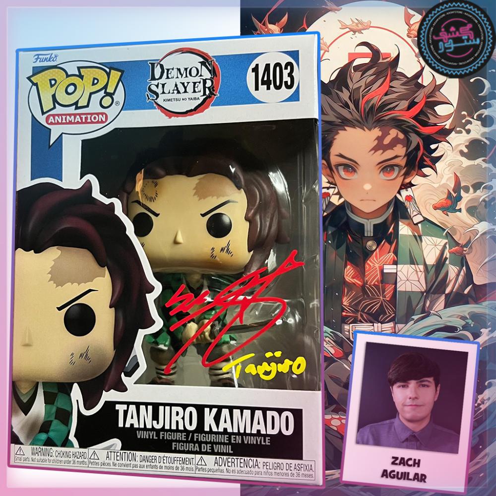 Funko Pop Demon Slayer #867 Tanjiro Kamado Signed By Zach Aguilar (COA deals Included)