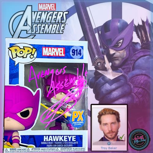 Funko Hawkeye Avengers PX exc #914 Signed by Troy Baker PSA COA