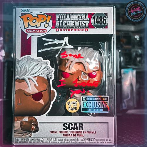 Funko Pop! Vinyl: Fullmetal Alchemist - Scar (Glow) EE Signed BY: CLARKE, DAMEON