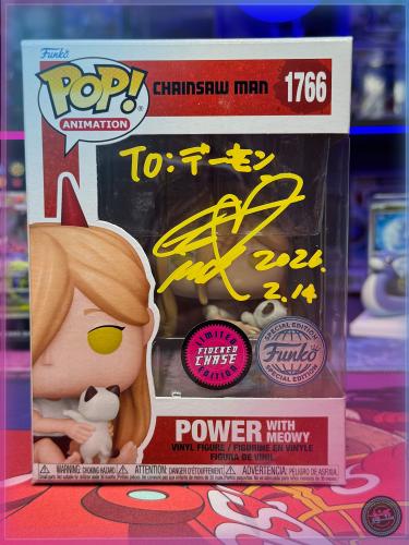 Funko POP! Animation: Chainsaw Man - Power with meowy CHASE signed by JVA signed by Fairouz Ai + PSA COA