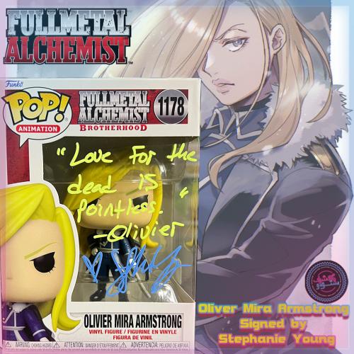 Funko Pop Fullmetal Alchemist Oliver Mira Armstrong #1178 Signed COA by Stephanie Young