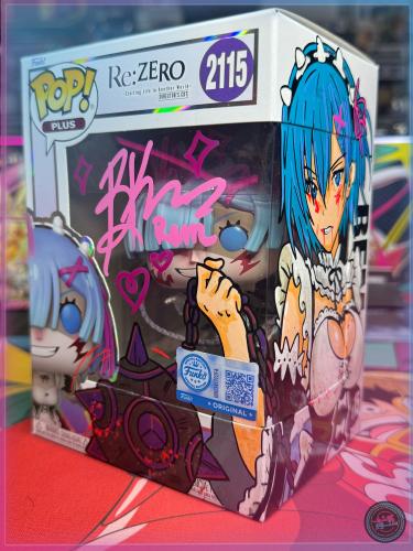 Funko Pop! Re:Zero Rem (with Morningstar) (Plus) #2115 Signed Brianna Knickerbocker  with Custom ART SWAU COA