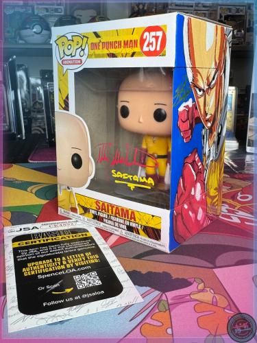 Funko Pop! Animation: One Punch Man Saitama #257 Signed Max Mittelman + Custom Art  JSA authentication