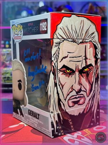 Funko Pop The Witcher Geralt 1192 SIGNED - Signed By Doug Cockle + Custom ART + SWAU COA