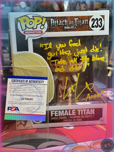 Funko Pop Attack On Titan Female Titan Signed Voice Actress Lauren Landa PSA COA