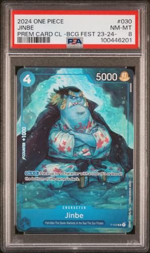 ONE PIECE PREMIUM COLLECTION BANDAI CARD GAME FEST 23-24 EDITION JINBE PSA 8