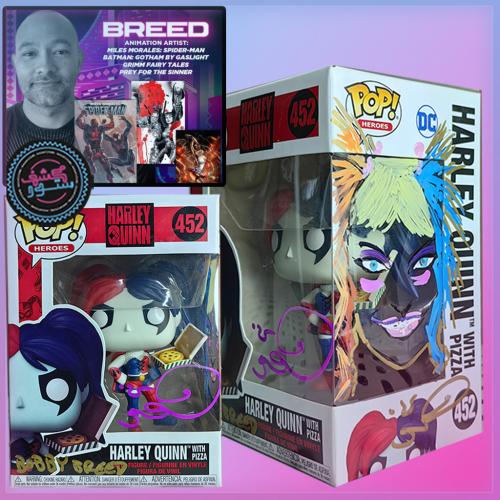 Funko Pop DC Harley Quinn #452 with Signed and Side ART by Bobby Breed