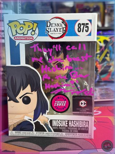 Funko POP! Inosuke Hashibira #875 Flocked Chase / Chalice Collectible Signed By Bryce Papenbrook + COA