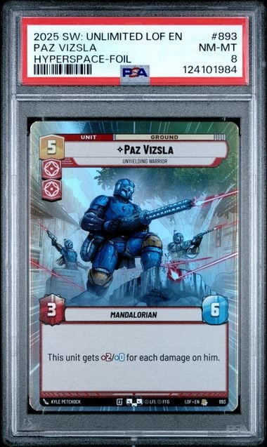 PSA 2025 STAR WARS: UNLIMITED LEGENDS OF THE FORCE #893 PAZ VIZSLA HYPERSPACE-FOIL