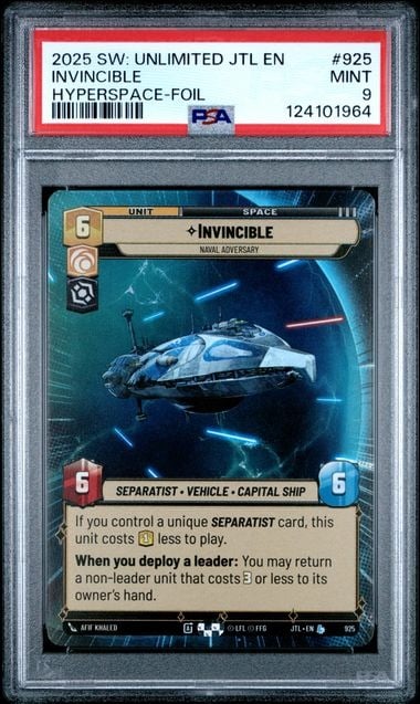 PSA 2025 STAR WARS: UNLIMITED JUMP TO LIGHTSPEED #925 INVINCIBLE HYPERSPACE-FOIL