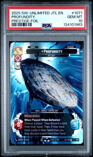 PSA 2025 STAR WARS: UNLIMITED JUMP TO LIGHTSPEED #1071 PROFUNDITY PRESTIGE-FOIL