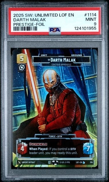 PSA 2025 STAR WARS: UNLIMITED LEGENDS OF THE FORCE #1114 DARTH MALAK PRESTIGE-FOIL