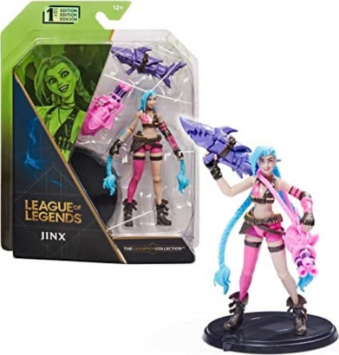 League of Legends, Official 4-Inch Jinx Collectible Figure with Premium Details and 2 Accessories, The Champion Collection