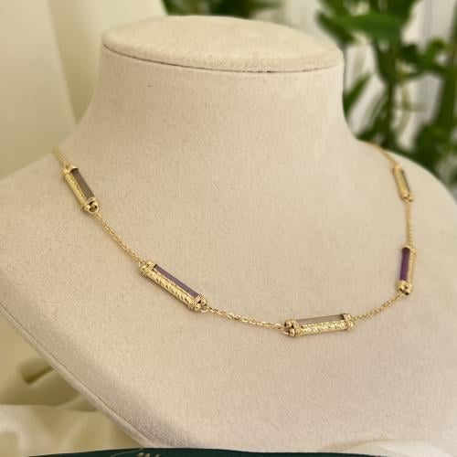 عقد ذهب بحجر كريم(,SmokyAmethyst )(0.50 قرام)عيار18–4445