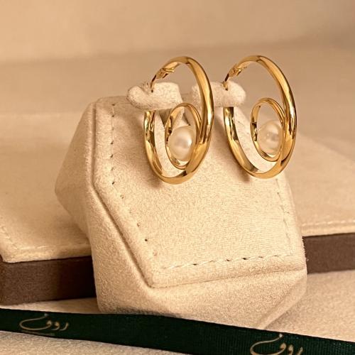 حلق ذهب مع لؤلؤ عيار18-5389