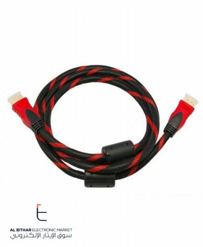 سلك عرض شاشة اتش دي ام اي احمر اسود HDMI Cable 1.5...