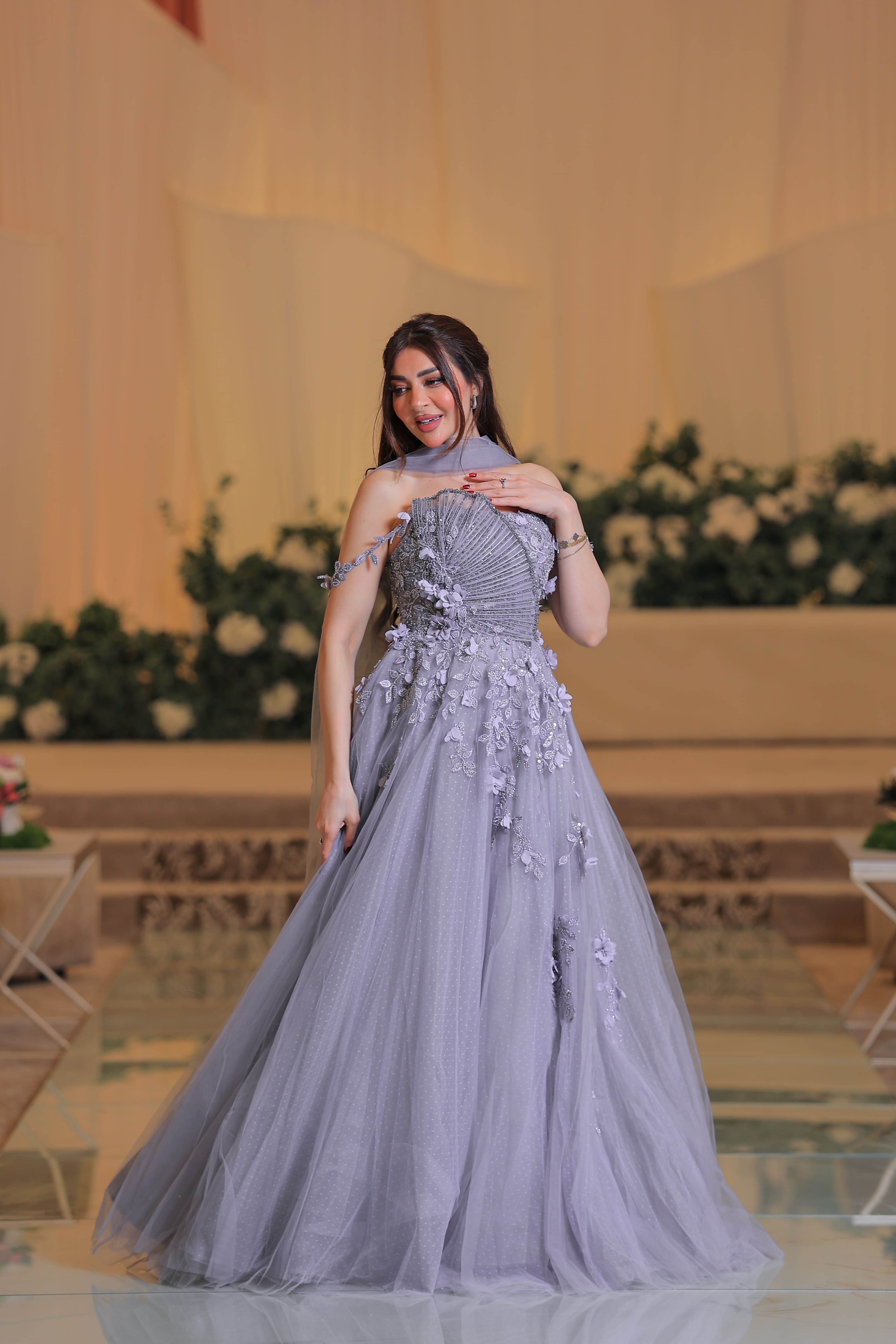 Luxurious puffy mauve evening dress - lora fashion Luxurious puffy mauve evening dress - lora fashion
