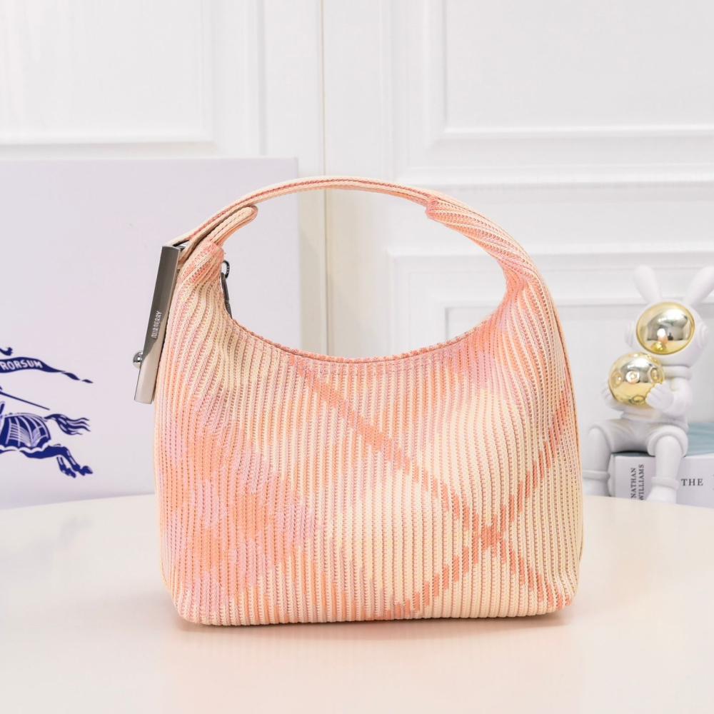 バッグ・カバンその他 BURBERRY Women Bags 8103358 C1791 pink Burberry Cream/Pink Canvas and Leather Small TB Shoulder Bag