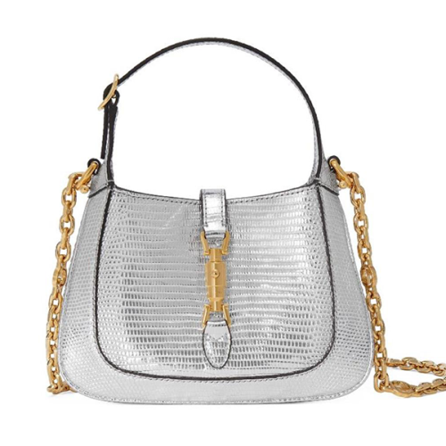 Gucci Jackie 19cm Leather Zip Bag in Silver - E-SEVEN STORE